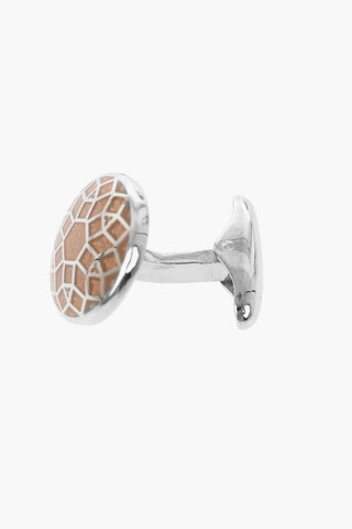 Brass Round Cufflinks With Floral Design
