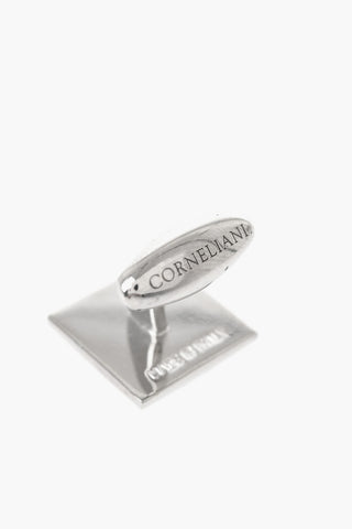 Square Brass Cufflinks with Contrast Details