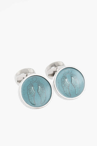 Round Brass Cufflinks with Print