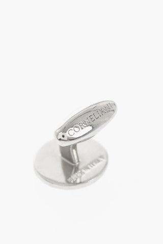 Runde Manschettenknöpfe aus Messing mit Blumenmotiv
