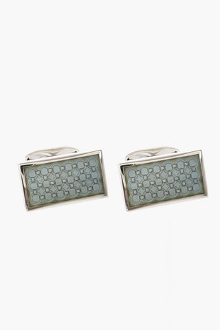 Brass Rectangular Cufflinks With Geometric Motif