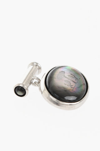 Oval Brass Cufflinks with Stone