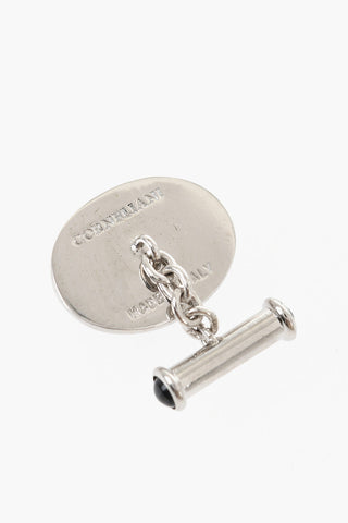 Oval Brass Cufflinks with Stone