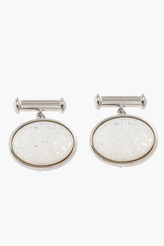 Brass Oval Cufflinks With Stone