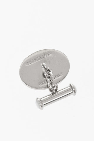 Brass Oval Cufflinks With Stone