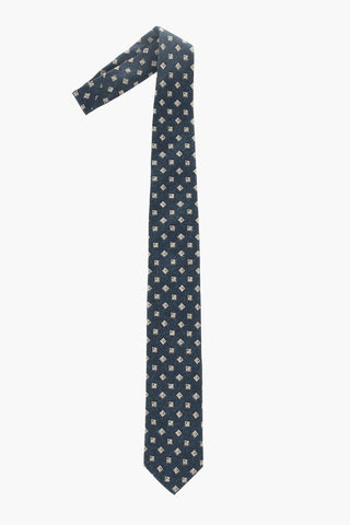 Silk Kipper Tie With Repeated Geometric Pattern