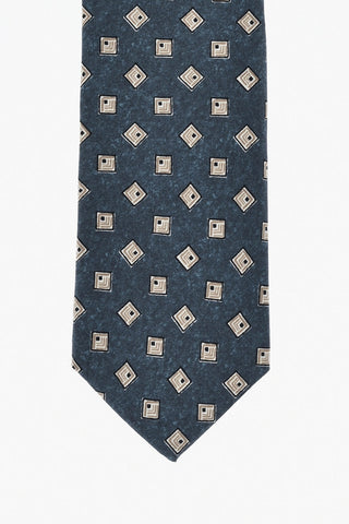 Silk Kipper Tie With Repeated Geometric Pattern