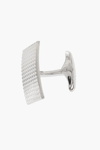Rectangular Brass Cufflinks with Micro-Check Pattern
