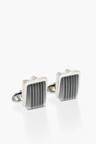 Square Brass Cufflinks with Stripes