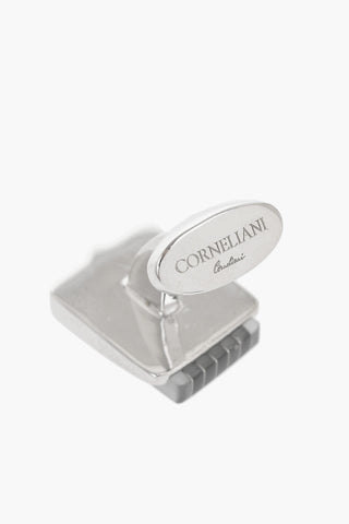 Square Brass Cufflinks with Stripes