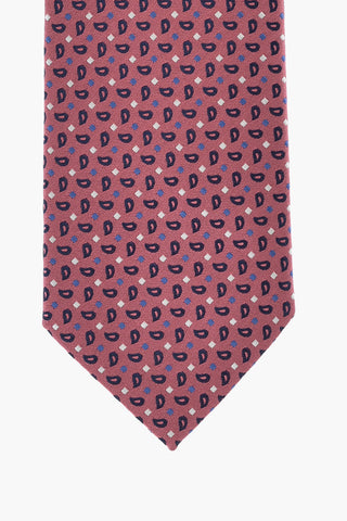 Silk Tie With Paisley Pattern And Matching Pocket Square