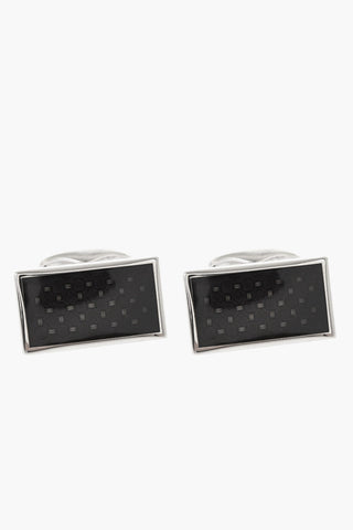 Rectangular Brass Cufflinks with Geometric Pattern