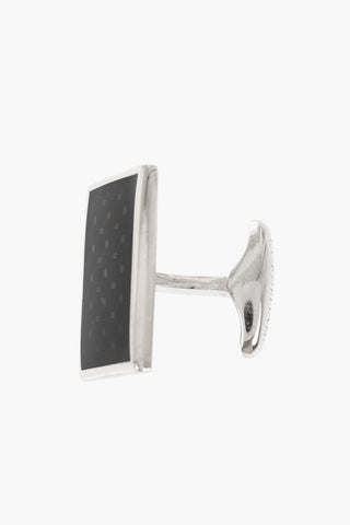 Rectangular Brass Cufflinks with Geometric Pattern
