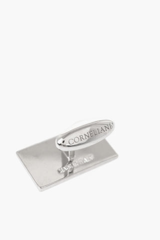 Rectangular Brass Cufflinks with Geometric Pattern