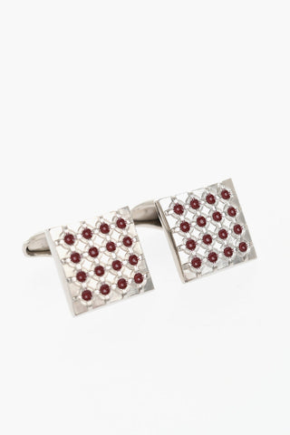Rectangular Brass Cufflinks with Contrast Details