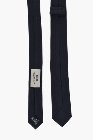 CC COLLECTION Slim Fit Silk Tie with Tone-on-Tone Embroidery