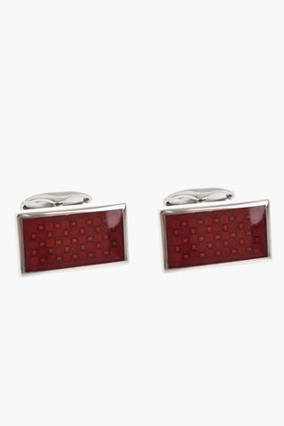 Rectangular Brass Cufflinks with Geometric Pattern