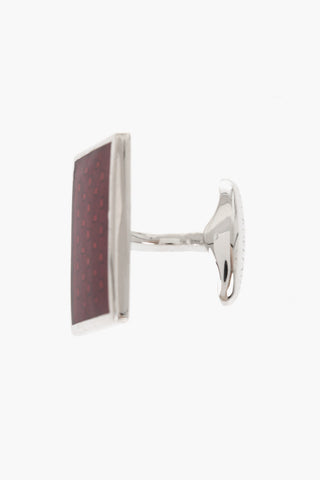 Rectangular Brass Cufflinks with Geometric Pattern