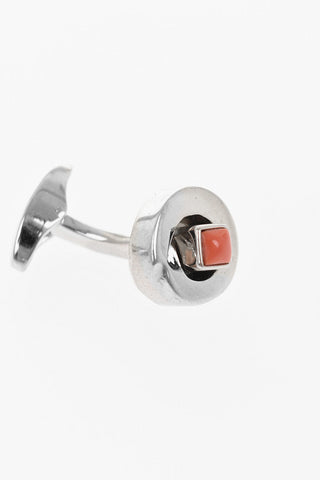 Round Brass Cufflinks with Central Stone