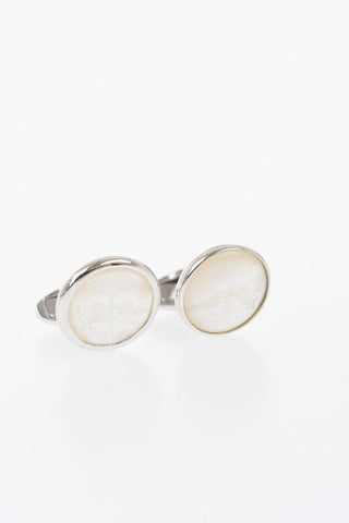 Pearlescent Brass Cufflinks with Monogram