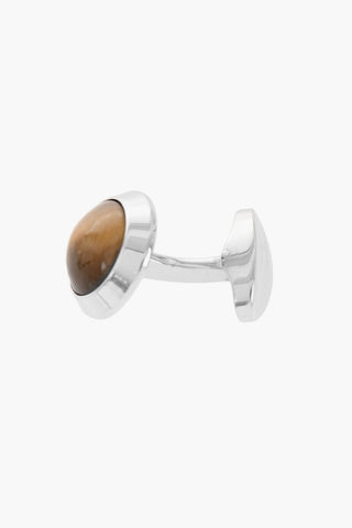 Round Brass Cufflinks with Contrasting Center Stone