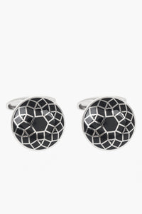 Round Brass Cufflinks with Floral Design