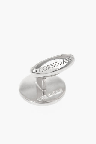 Round Brass Cufflinks with Floral Design