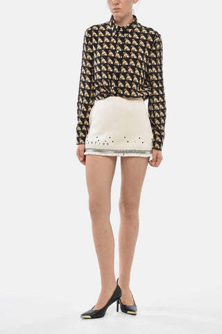 Mini Skort in Cotone con Ricami Paillettes