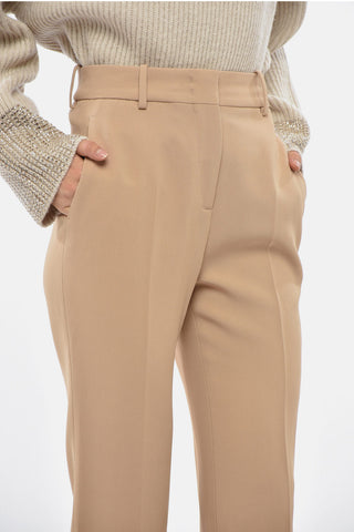 Solid-Color Straight-Leg Trousers with Ankle Split