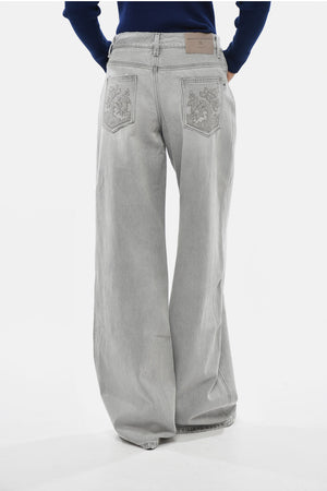 Baggy Fit Jeans with Embroidered Back Pockets 29cm