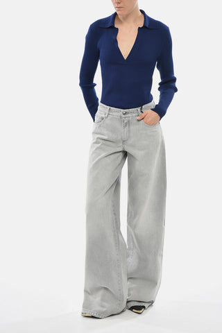 Jeans Baggy Fit con Tasche Posteriori Ricamate 29cm