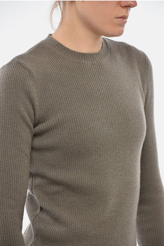 Maglia Girocollo a Costine in Lana