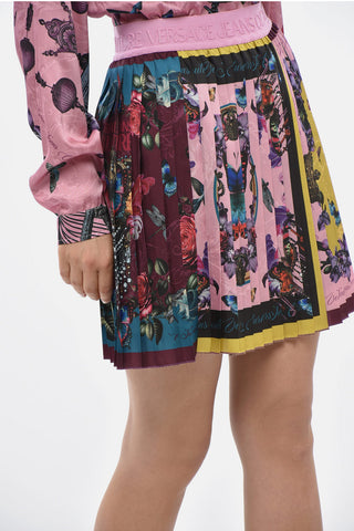 COUTURE Ausgestellter Plissee-Rock mit Blumenmuster