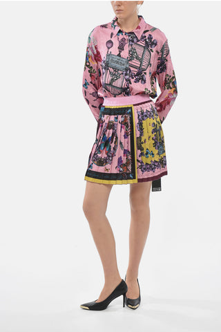 COUTURE Ausgestellter Plissee-Rock mit Blumenmuster