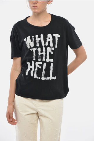 Cotton Crewneck T-Shirt with Front Print