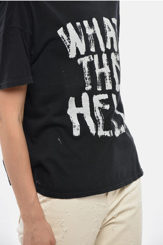 Cotton Crewneck T-Shirt with Front Print