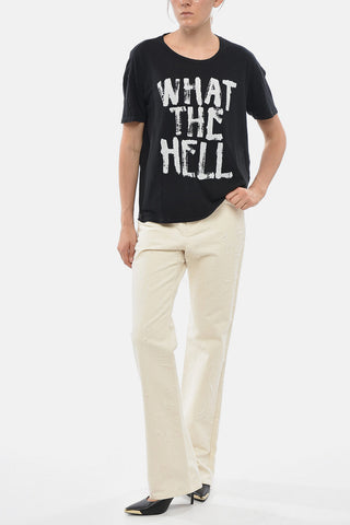 Cotton Crewneck T-Shirt with Front Print