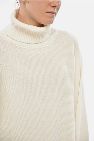 MICHAEL Wool Turtleneck Sweater with Gold Metal Monogram