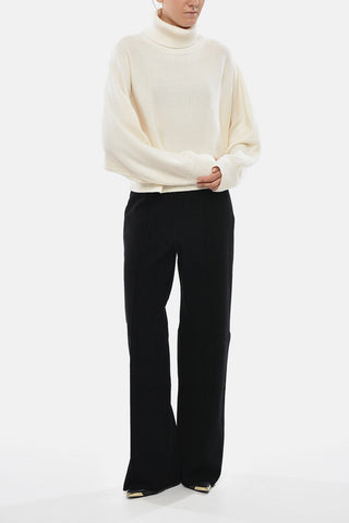 MICHAEL Wool Turtleneck Sweater with Gold Metal Monogram