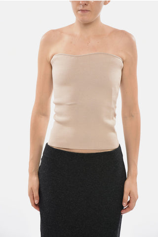 Solid-Color Strapless Knit Top
