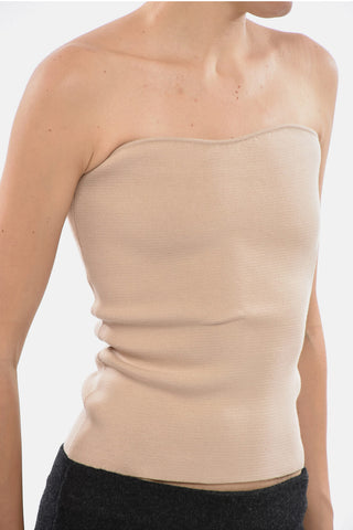 Solid-Color Strapless Knit Top
