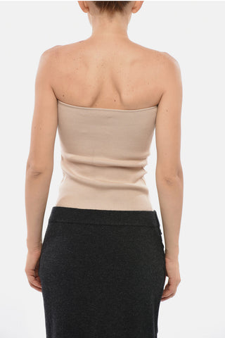 Solid-Color Strapless Knit Top