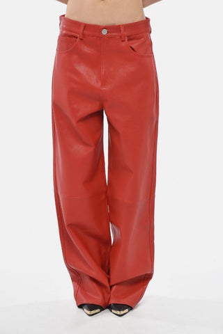 Weite Lederhose mit hohem Bund