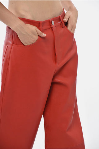Weite Lederhose mit hohem Bund
