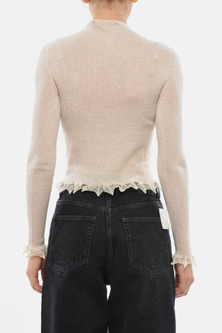 Cardigan Girocollo a Costine con Arricciature