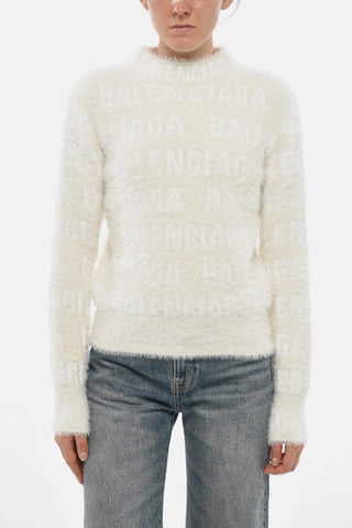 Flauschiger Einfarbiger Pullover mit Logo