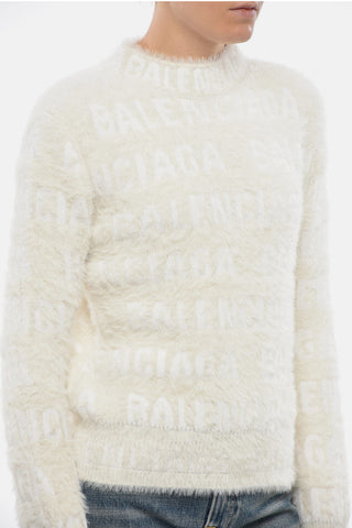 Flauschiger Einfarbiger Pullover mit Logo