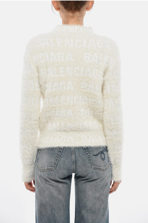 Flauschiger Einfarbiger Pullover mit Logo