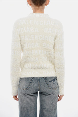 Flauschiger Einfarbiger Pullover mit Logo