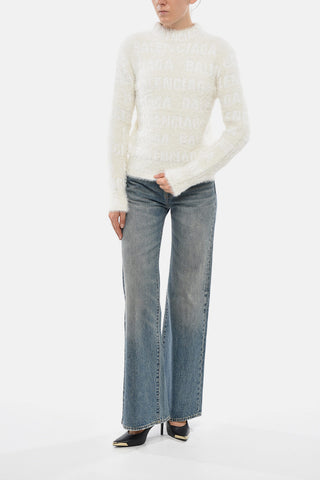 Flauschiger Einfarbiger Pullover mit Logo